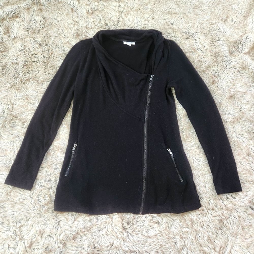 Nation LTD by Jen Menchaca‎ Cowl Neck Asymmetric Moto Zip Sweater Size Small